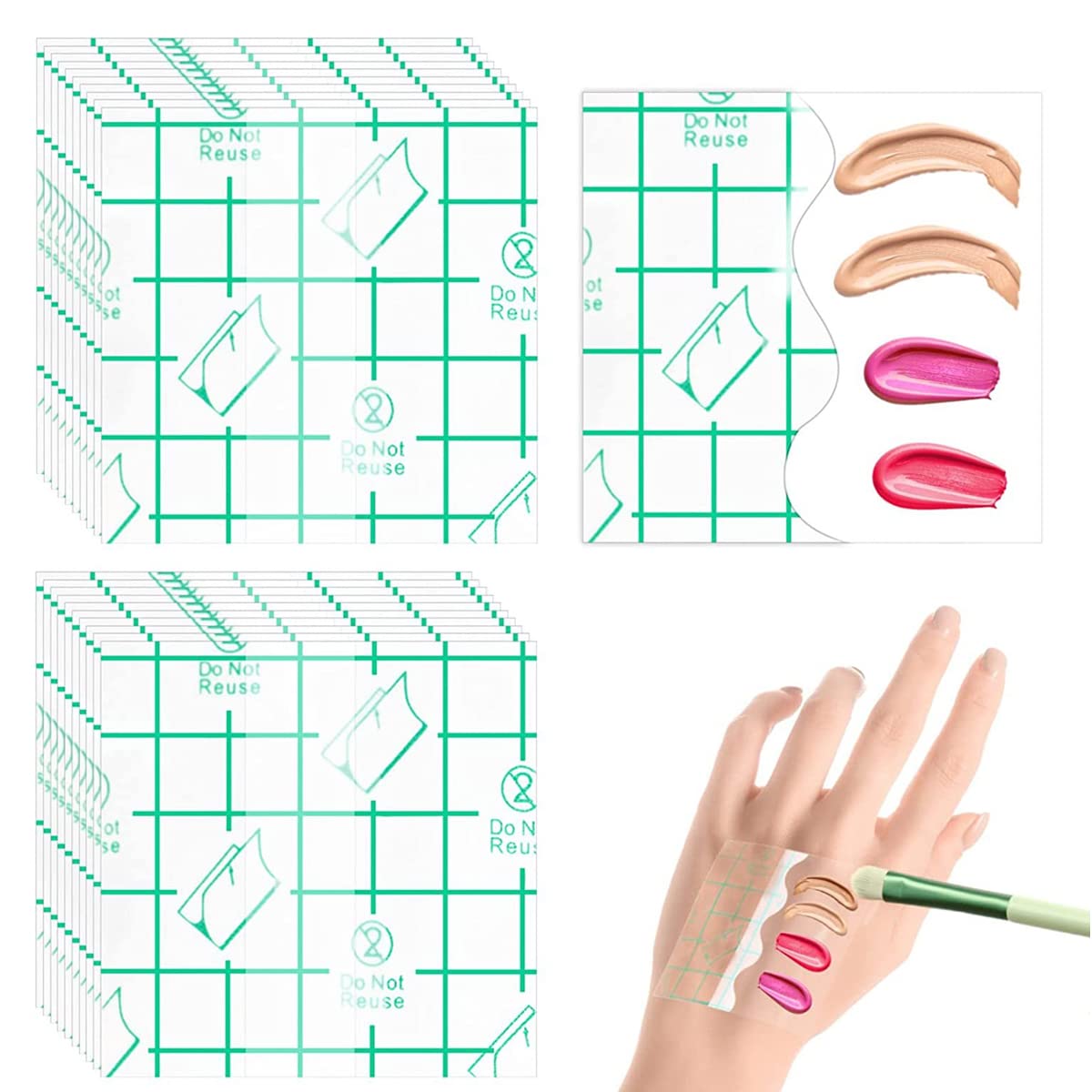 MAYCREATE 100Pcs Hand Palette for Makeup PU Film Makeup Palette Artist Must Haves Waterproof Transparent Adhesive Makeup Mixing Tape for Foundataion Blending (2.4''x2.4 MAYCREATE 100Pcs Hand Palette for Makeup PU Film Makeup Palette Artist Must Haves Waterproof Transparent Adhesive Makeup Mixing Tape for Foundataion Blending (2.4''x2.4